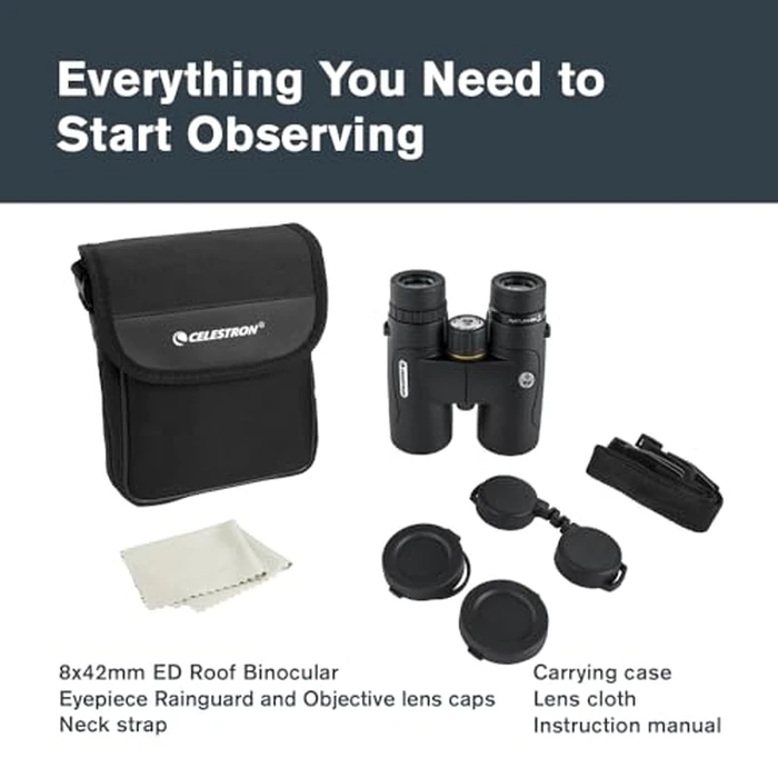 Celestron - Nature DX ED 8x42 Premium Binoculars - Extra-Low Dispersion Objective Lenses - Outdoor and Birding Binocular - Fully Multi-Coated with BaK-4 Prisms - Rubber Armored, Fogproof, Waterproof by Celestron - Image 9