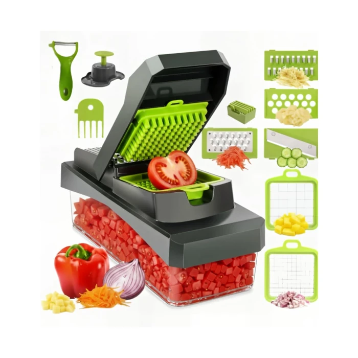 15-in-1 Pro Vegetable Chopper & Mandoline Slicer - Onion Dicer, Food Cutter, and Julienne Cutter for Kitchen Prep - Heavy Duty Stainless Steel Blades, Dishwasher Safe Kitchen Gadgets Clearance Home by Generic - Used - Acceptable condition