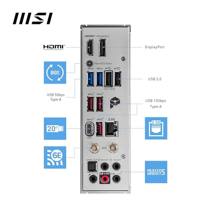 MSI PRO Z790-A WiFi II Motherboard, ATX - Supports Intel Core 14th, 13th & 12th Gen Processors, LGA 1700-80A SPS VRM, DDR5 Memory Boost 7800+MT/s/OC, PCIe 5.0 x16, 4 x M.2 Gen4, Wi-Fi 6E, 2.5G LAN by msi - Image 6