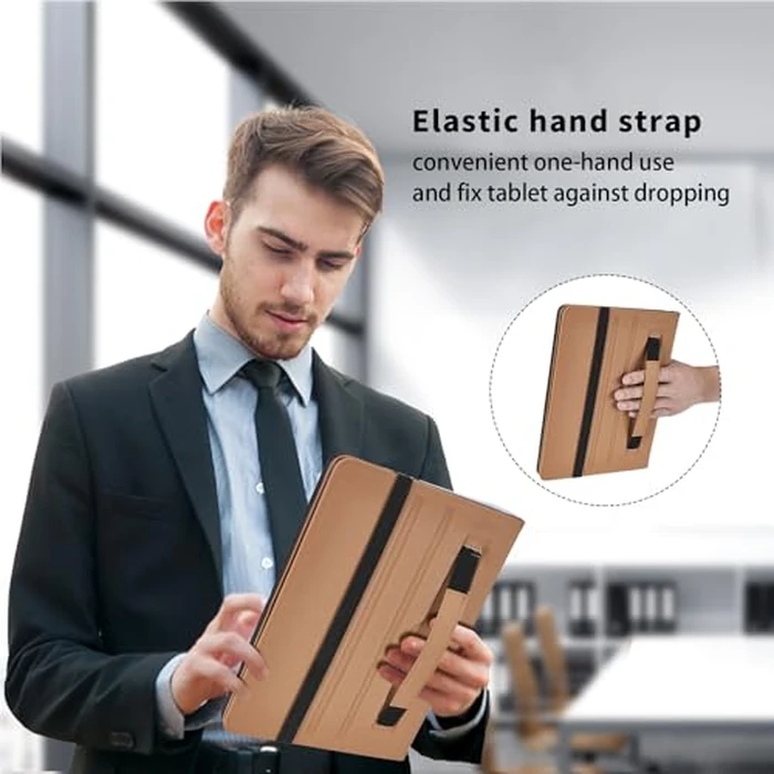 Case for Samsung Galaxy Tab S10 FE Plus 13-Inch 2025 - Model SM-X620/SM-X626B with S Pen Holder and Pocket, PU Leather Business Folio Stand Cover for Galaxy S10 FE+, Brown by Oduio - Image 4
