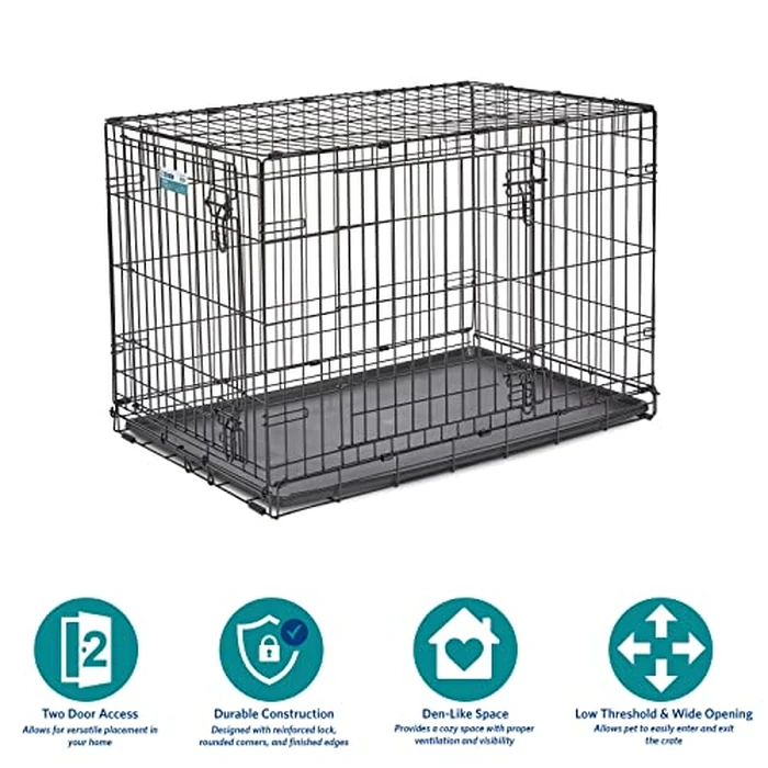 MidWest Homes for Pets 36-Inch iCrate for Medium-Large Breeds, 41-70 lbs, Double Door Folding Dog Crate with Divider Panel, Leak-Proof Tray & Secure Latches, Portable, Durable & Easy to Assemble by MidWest Homes for Pets - Image 4