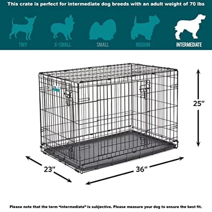 MidWest Homes for Pets 36-Inch iCrate for Medium-Large Breeds, 41-70 lbs, Double Door Folding Dog Crate with Divider Panel, Leak-Proof Tray & Secure Latches, Portable, Durable & Easy to Assemble by MidWest Homes for Pets - Image 9