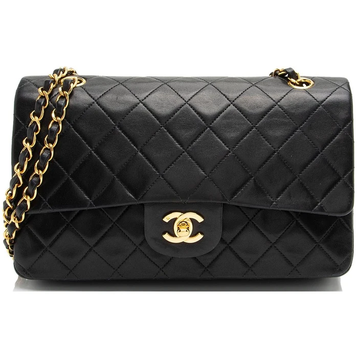 Chanel Vintage Lambskin Classic Medium Double Flap Bag - Lambskin - Black by Chanel - Refurbished - Good condition - US$4885.99
