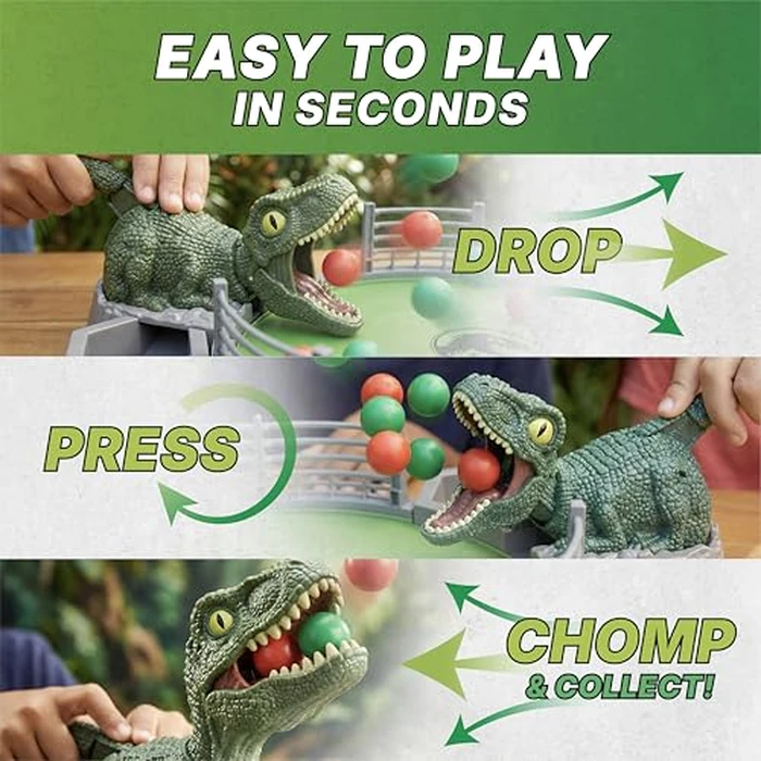 Jurassic World Ravenous Raptors Board Game- Dino Chomping Board Games for Kids, Interactive Dinosaur Game w/Snack Balls, Play Arena & Raptors, Easy Play, Durable Design, for Kids Ages 4+ by Captivz - Image 4