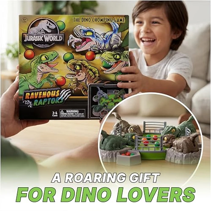 Jurassic World Ravenous Raptors Board Game- Dino Chomping Board Games for Kids, Interactive Dinosaur Game w/Snack Balls, Play Arena & Raptors, Easy Play, Durable Design, for Kids Ages 4+ by Captivz - Image 7