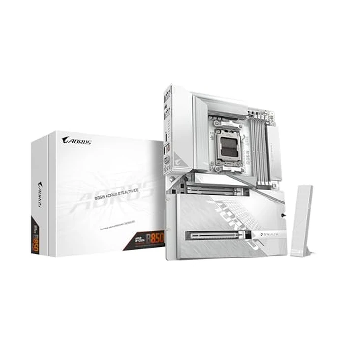 GIGABYTE B850 AORUS Stealth ICE Reverse-Connect ATX Motherboard, Support AMD Socket AM5 Processors, DDR5, 14+2+2 Power Phase, 4X M.2, PCIe 5.0, USB-C, WIFI7, 5GbE LAN, EZ-Latch, 5-Year Warranty by GIGABYTE - Image 1