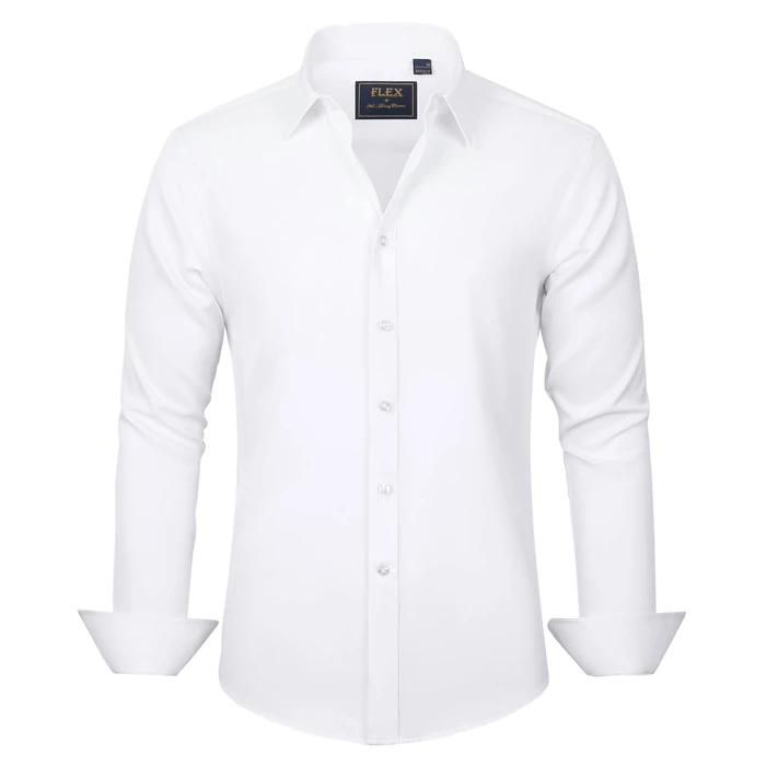 J.VER Men's Dress Shirts Solid Long Sleeve Stretch Wrinkle-Free Formal Shirt Business Casual Button Down Shirts White Small by J.VER - Used - Very Good condition - US$18.80