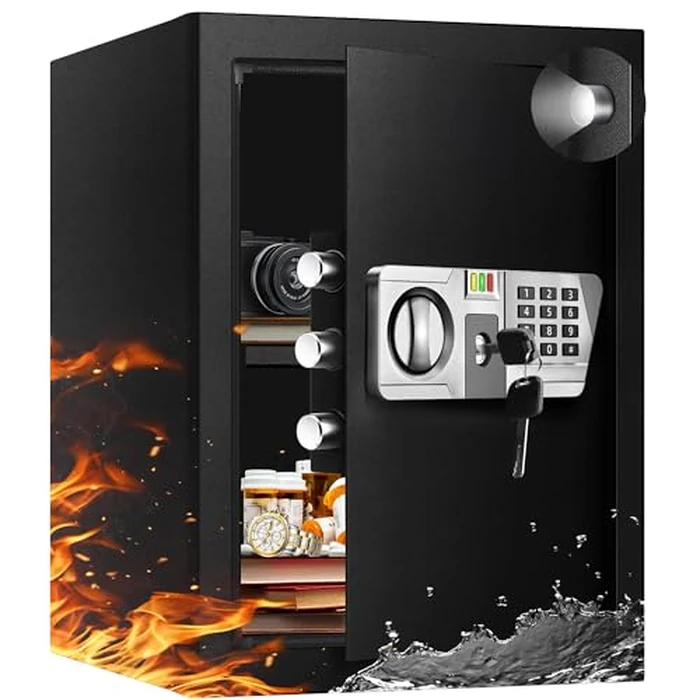 YAYAG 2.5 Cu ft Home Safe Box Fireproof Waterproof for Documents - Steel Security Electronic Safety Box with Emergency External Type-C Interface, Personal Combination Safe for Jewelry Office by YAYAG - Used - Good condition