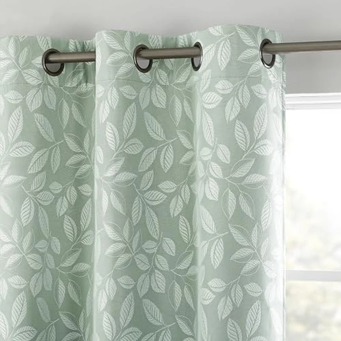 Sun Zero Satti Embroidered Leaf 100% Total Blackout Grommet Curtain Panel, Sage Green, 40" W x 63" L (1 Panel) by Sun Zero - Used - Like New condition