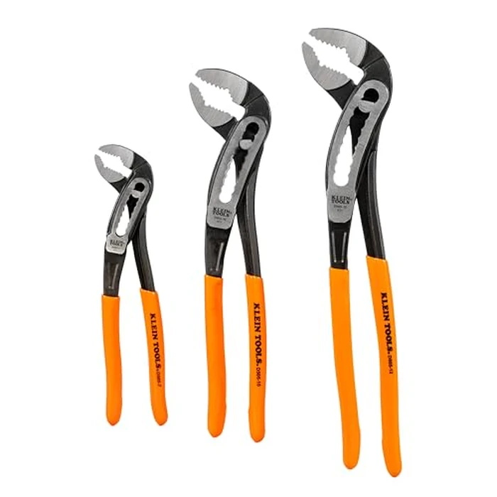 Klein Tools D5053KIT 3-Piece Classic Klaw Pump Pliers Set, 7-Inch, 10-Inch, and 12-Inch Pump Pliers, Compact Design with V-Jaw and Hardened Teeth for Maximum Torque by KLEIN TOOLS - Image 1