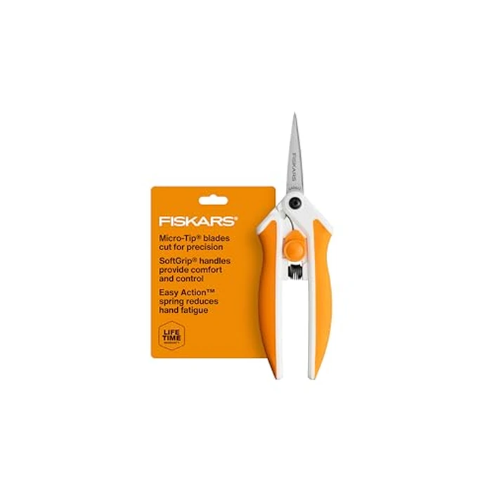 Fiskars Micro-Tip Spring Assisted Scissors, Precision Cutting Stainless Steel Blades, Comfort Handle, Cut Details in Fabric, Sewing Scissors and Arts and Crafts Tools by Fiskars - Used - Like New condition - US$12.00