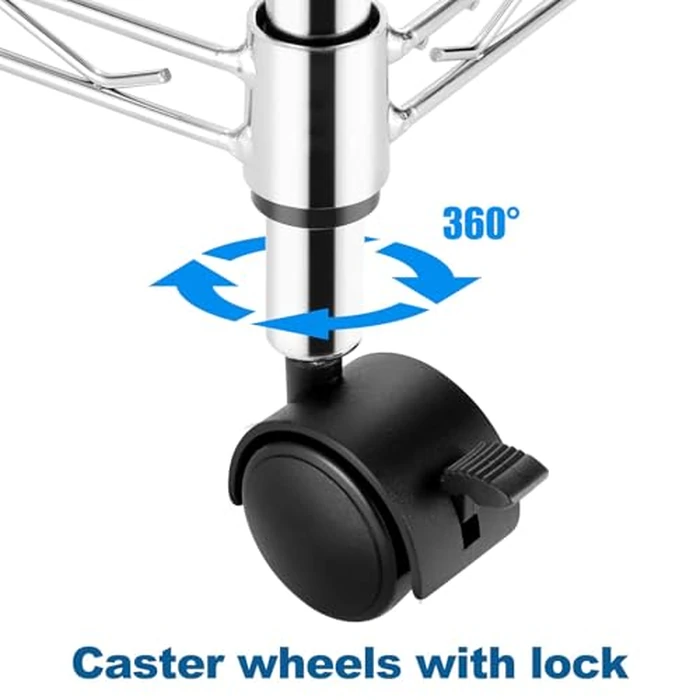 Homdox 5 Tier Steel Wire Shelving Unit on Wheels,Chrome Shelves for Garage Kitchen Living Room,Heavy Duty Shelving Rack, 23.2 x 13.8 x 72 inch (L x W x H) by Homdox - Image 5