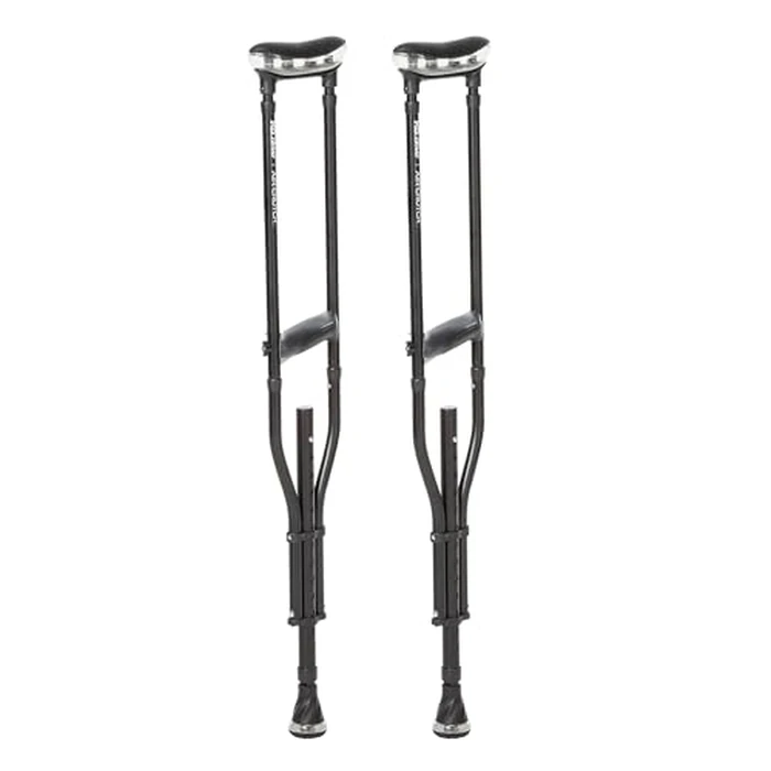 MD by DRIVE Air-Crutch Lightweight Walking Crutch, Adult Crutches for Walking with Comfortable Underarm Pads and Ergonomic Grips, Adjustable Height 4'7"-6'7", 300 lb Capacity, Black by MD by DRIVE - Used - Like New condition - US$91.35