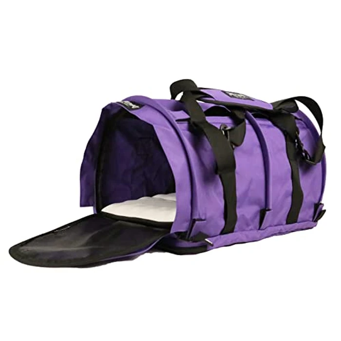 SturdiBag Large Pet Travel Carrier: Flexible Height for Cat and Dog Soft Sided with Safety Clips and Seatbelt Straps | Purple, 18" x 12" x 12" (PN: SB2-PRO-P) by STURDI PRODUCTS - Used - Very Good condition - US$89.12