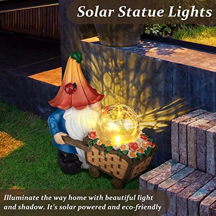 Grovind Garden Gnomes Outdoor Decorations Solar Gnome Statues, Funny Gnome Decor Holding Magic Orb with LED Lights, Gnomes Decoration Clearance for Patio Lawn Gifts by Grovind - Image 2