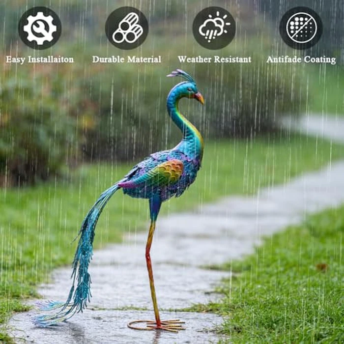 dreamskip Metal Peacock Garden Decor Outdoor Statue, 26" Metal Yard Art Peacock Garden Sculptures Outside Decoration for Home Patio Lawn Backyard, Gift for Moms Grandma Women by dreamskip - Image 3