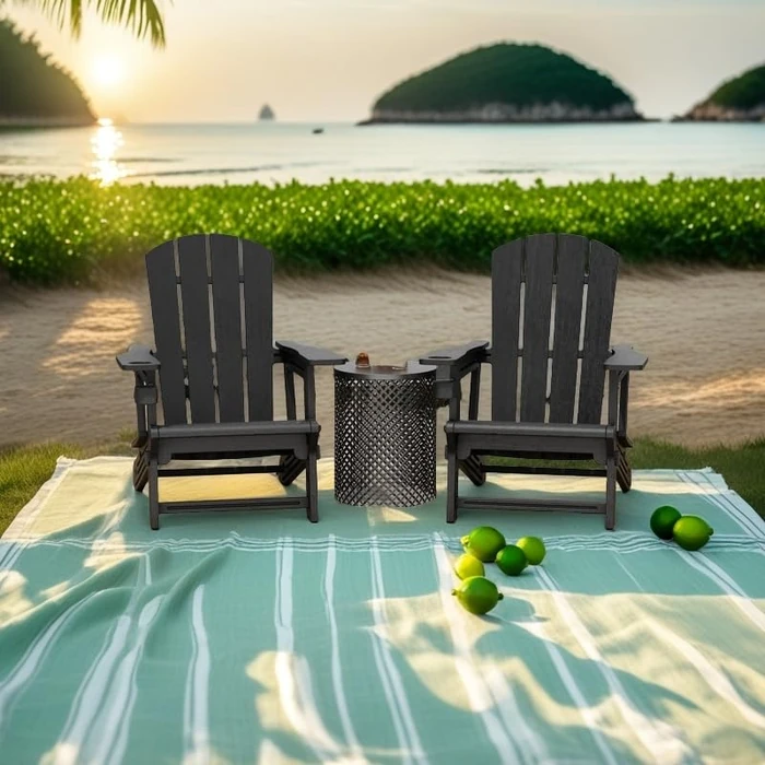 FONTOI Adirondack Chair, Plastic Adirondack Chair with Cup Holder, Outdoor Weather Resistant Lawn Furniture, 400 LBS Capacity Recliner, Garden Backyard Patio Without Screws Install, Black by FONTOI - Image 6