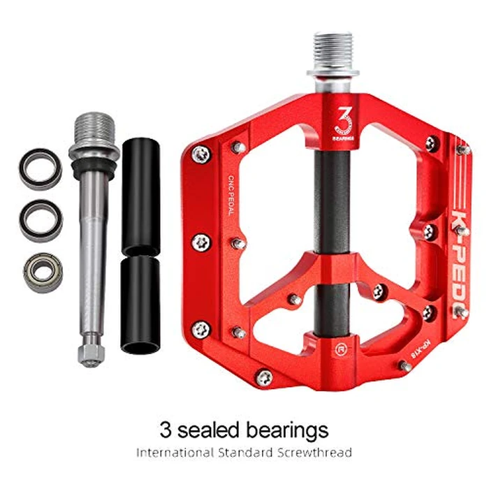 K PEDC Aluminum Alloy 9/16" Bike Pedal MTB Wide Platform Flat Non-Slip Bicycle Pedals with 3 Bearings for Mountain Bikes, Road, BMX by K PEDC - Image 6
