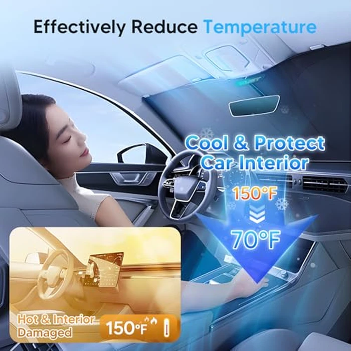 KUST Windshield Sun Shade for Toyota Prius C Accessories 2012-2019 Custom Fit Sunshade Foldable Sun Visor Protector Blocks UV Rays Keep Your Car Cooler by KUST - Image 2