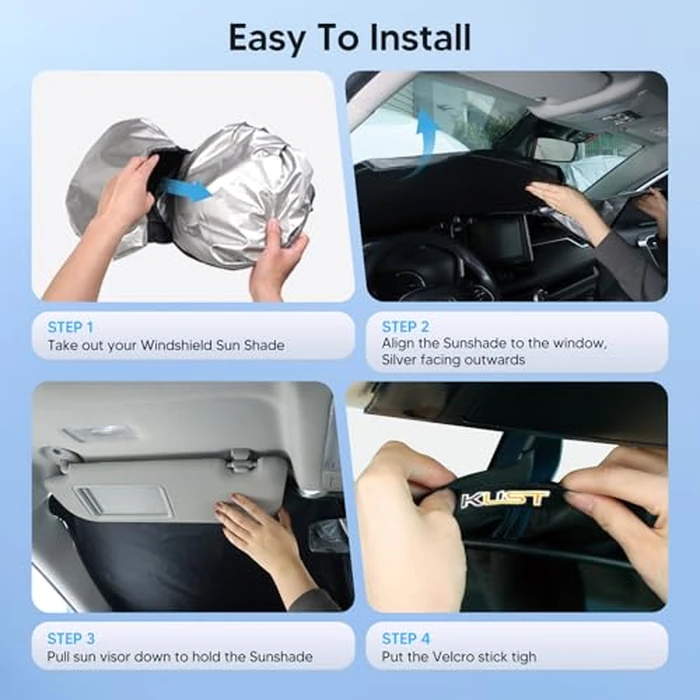 KUST Windshield Sun Shade for Toyota Prius C Accessories 2012-2019 Custom Fit Sunshade Foldable Sun Visor Protector Blocks UV Rays Keep Your Car Cooler by KUST - Image 5