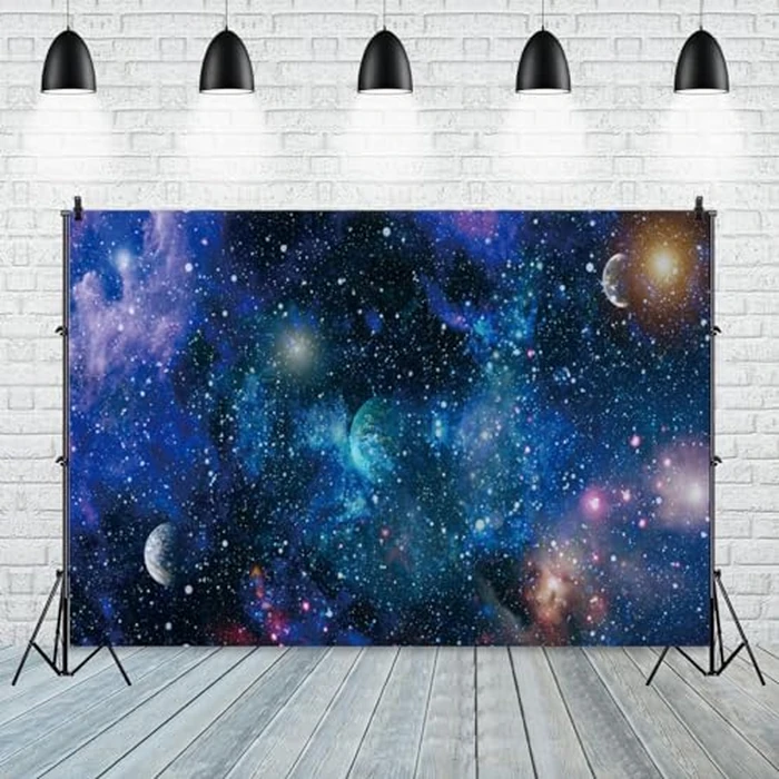 Leowefowa Vinyl 7x5ft Galaxy Space Nebula Backdrop Starry Sky Milky Way Stars Photography Backgrounds Universe Planet Theme Birthday Party Decor Baby Shower Background Backdrop Studio Props by Leowefowa - Used - Like New condition - CA$17.82