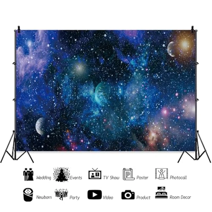 Leowefowa Vinyl 7x5ft Galaxy Space Nebula Backdrop Starry Sky Milky Way Stars Photography Backgrounds Universe Planet Theme Birthday Party Decor Baby Shower Background Backdrop Studio Props by Leowefowa - Image 4