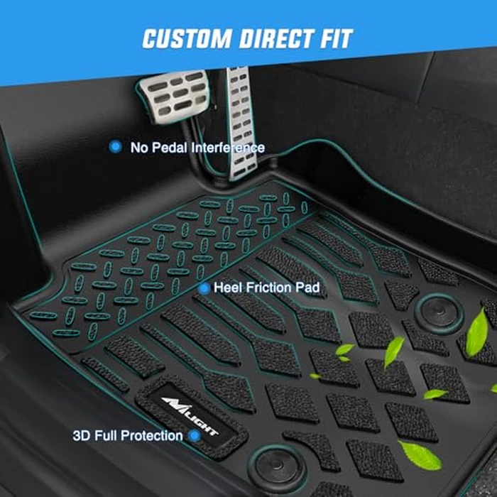 Nilight TPE Floor Mats for Mercedes Benz C-Class Sedan C300 C350e AMG C63 AMG S 2015 2016 2017 2018 2019 2020 2021 All Weather Custom Fit Heavy Duty Floor Liners by Nilight - Image 2