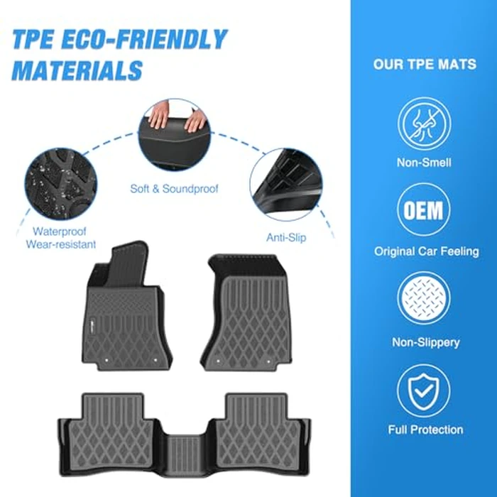 Nilight TPE Floor Mats for Mercedes Benz C-Class Sedan C300 C350e AMG C63 AMG S 2015 2016 2017 2018 2019 2020 2021 All Weather Custom Fit Heavy Duty Floor Liners by Nilight - Image 3