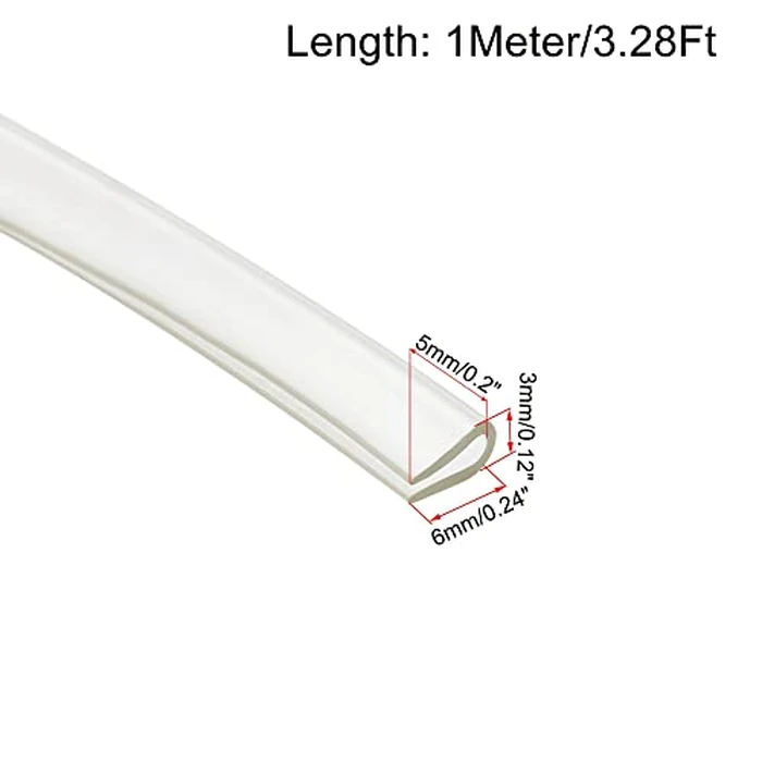 uxcell Trim Seal, PVC U-Seal Channel Edge Protector Sheet, Fits 1.5-2mm Edge 1Meter/3.82Ft Length, 0.24" Height Transparent by uxcell - Image 2
