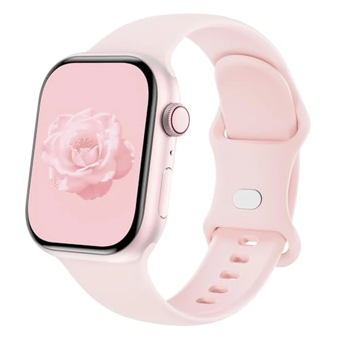 Sycamond Silicone Band Compatible with Apple Watch 49mm 46mm 45mm 44mm, Replacement Sport Strap Wristband for iWatch Series 11 10 9 8 7 6 5 4 SE Ultra 3 2 1 Women Men, S/M Light Pink by Sycamond - Image 1