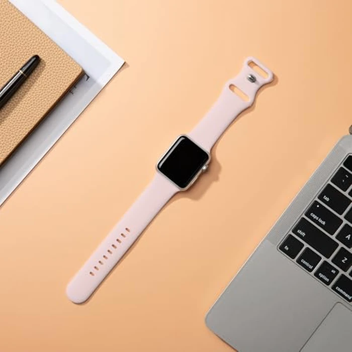 Sycamond Silicone Band Compatible with Apple Watch 49mm 46mm 45mm 44mm, Replacement Sport Strap Wristband for iWatch Series 11 10 9 8 7 6 5 4 SE Ultra 3 2 1 Women Men, S/M Light Pink by Sycamond - Image 2