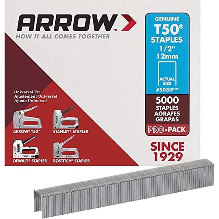 ARROW ARRT5012IP Fastener 508IP 1/2-Inch Genuine T50 Staples, 5,000-Pack by Arrow - Image 1
