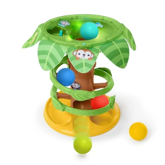 Bright Starts Tropical Twirl Ball Play Toy with Lights & Music, 5 Balls Included, Unisex, 6 Months+ by Bright Starts - Used - Like New condition - US$14.49