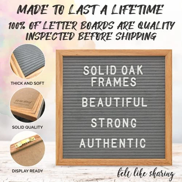 Felt Letter Board, 10x10in Changeable Letter Board with Letters White 300 Piece - Felt Message Board, Oak Frame Wooden Letter Board for Baby Announcements, Milestones, Office Decor & More (Navy) by Felt Like Sharing - Image 5