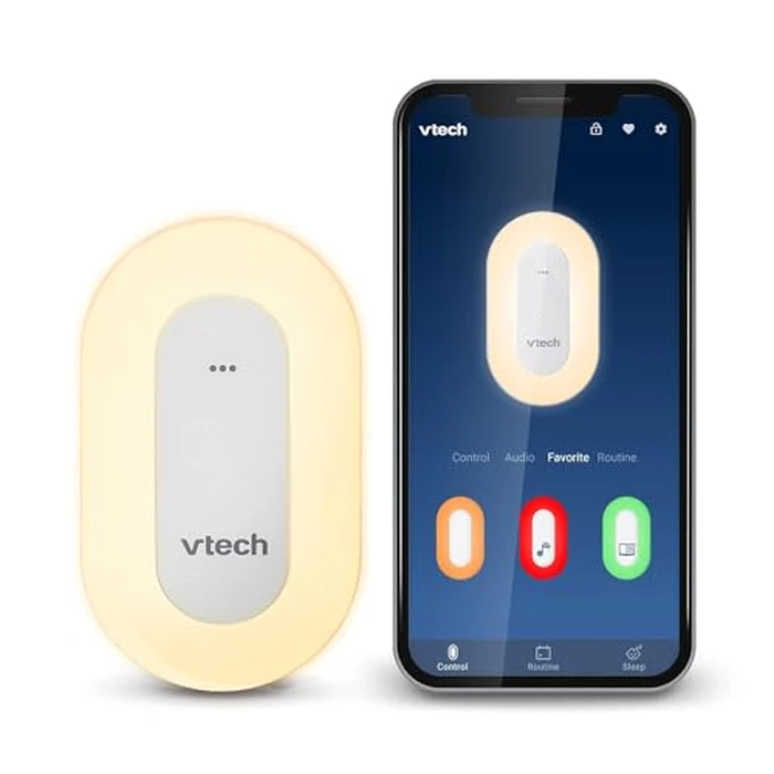 VTech BC8113 V-Hush Plug Sleep Training Soother with 40 Stories/Songs/Sounds & Record Your own Voice. Bluetooth Speaker, 250+ Multi-Color Night Light, No Batteries & No Cords Required by VTech - Image 1