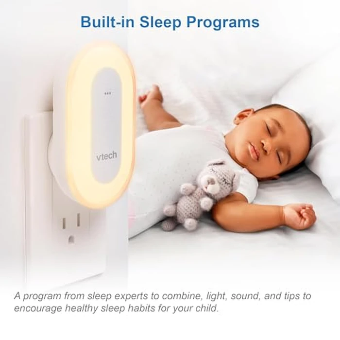 VTech BC8113 V-Hush Plug Sleep Training Soother with 40 Stories/Songs/Sounds & Record Your own Voice. Bluetooth Speaker, 250+ Multi-Color Night Light, No Batteries & No Cords Required by VTech - Image 7