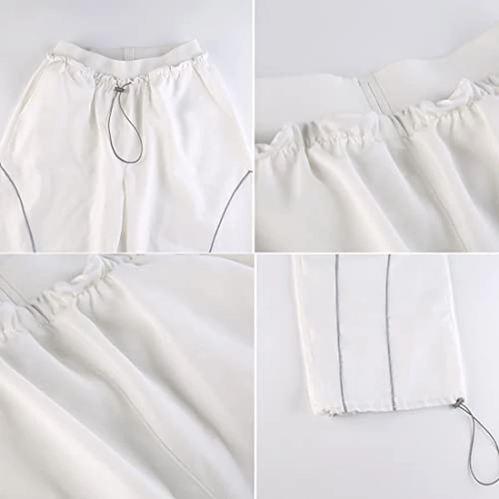 Zontroldy Cargo Pants Women Parachute Pants Y2K Baggy Casual High Waist Wide Leg Track Pants Streetwear(0946-White-S) by Zontroldy - Used - Like New condition