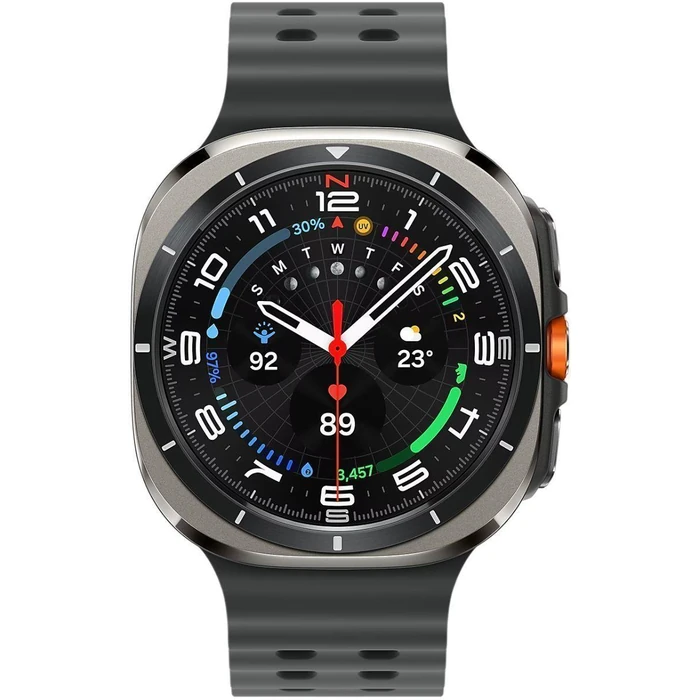 Galaxy Watch Ultra (2024) (Bluetooth + LTE) - 32GB - 47mm - Titanium Silver Titanium Case with Dark Grey Silicone Marine Band by Samsung - Refurbished - Premium condition - CA$806.99