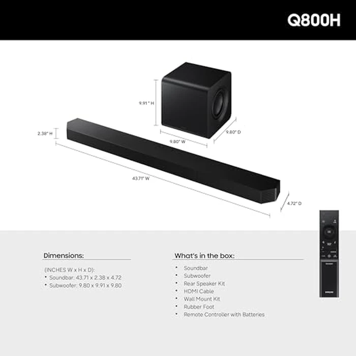 Samsung Q-Series Soundbar HW-Q800H 5.1.2ch with Wireless Subwoofer, Wireless Dolby Atmos, Q-Symphony, SpaceFit Sound Pro, Adaptive Sound, Game Mode Pro, Alexa Built-in (2026 Model) by Samsung - Image 2