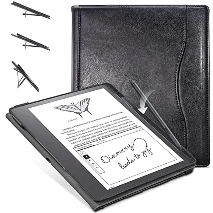 E NET-CASE Case for Kindle Scribe 10.2 inch 2024 & 2022 Released, Multi-Viewing 360 Degree Rotating Cover with Stand, Auto Sleep/Wake with Pen Holder, (Black) by E NET-CASE - Image 1