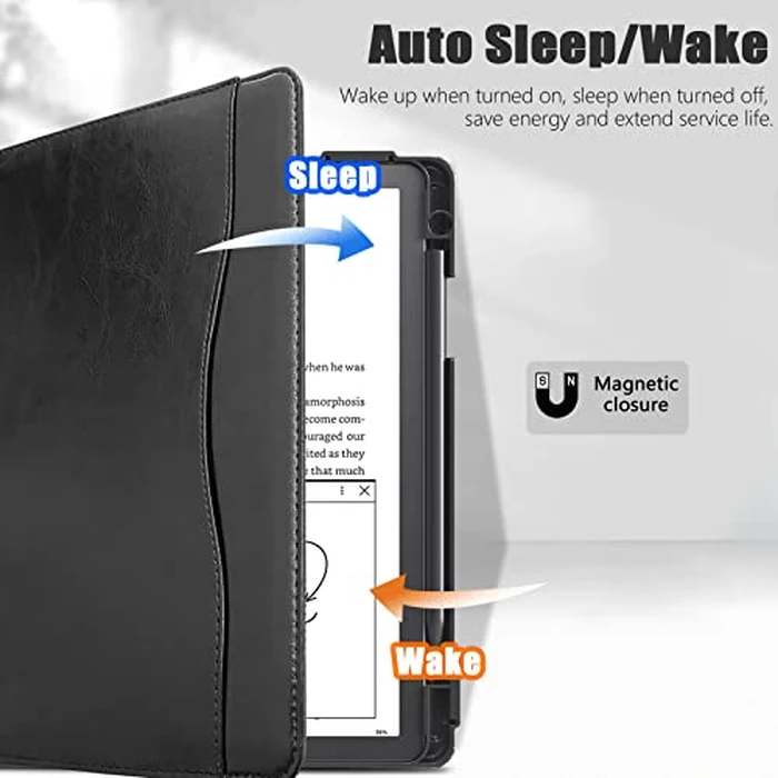 E NET-CASE Case for Kindle Scribe 10.2 inch 2024 & 2022 Released, Multi-Viewing 360 Degree Rotating Cover with Stand, Auto Sleep/Wake with Pen Holder, (Black) by E NET-CASE - Image 4