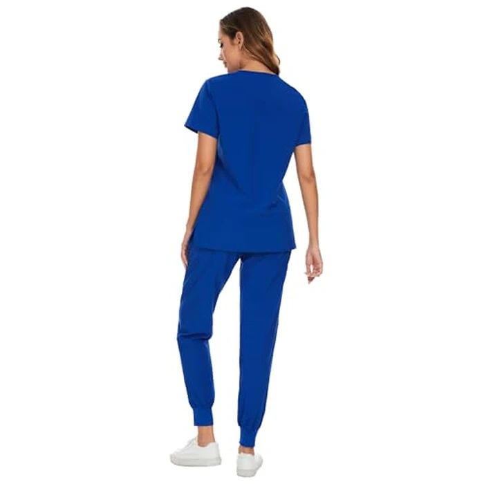 COZYFIT Scrubs for Women Set - Stretch V-Neck Scrub Top & Jogger Pant with 8 Pockets, Yoga Waistband, Anti Wrinkle, Slim Fit Women Scrubs by COZYFIT - Image 5