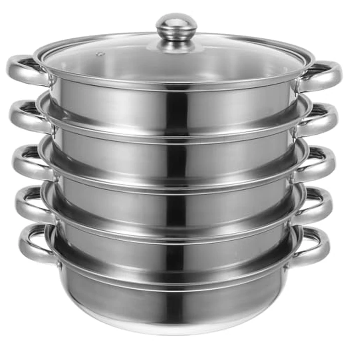 YARNOW Stainless Steel Steamer Pot 5 Layers Multifunctional Stockpot with Lid Practical Soup Pot 12.20X10.74X10.74In for Home Kitchen Family Meals by YARNOW - Used - Very Good condition - CA$60.81