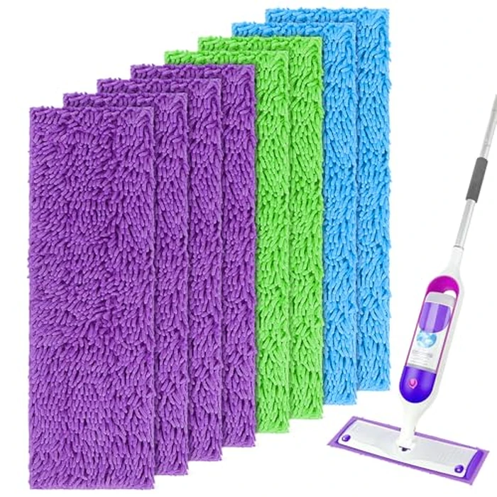 UNIMADE Reusable Mop Pads for Swiffer PowerMop, 8 Pack Microfiber Mop Pad Refills with Scrubber Strips for 13''-15'' Spray Mop, Washable Mop Pads Use for Most Floor Types, Designed for Pets-Multicolor by UNIMADE - Used - Good condition - CA$17.66