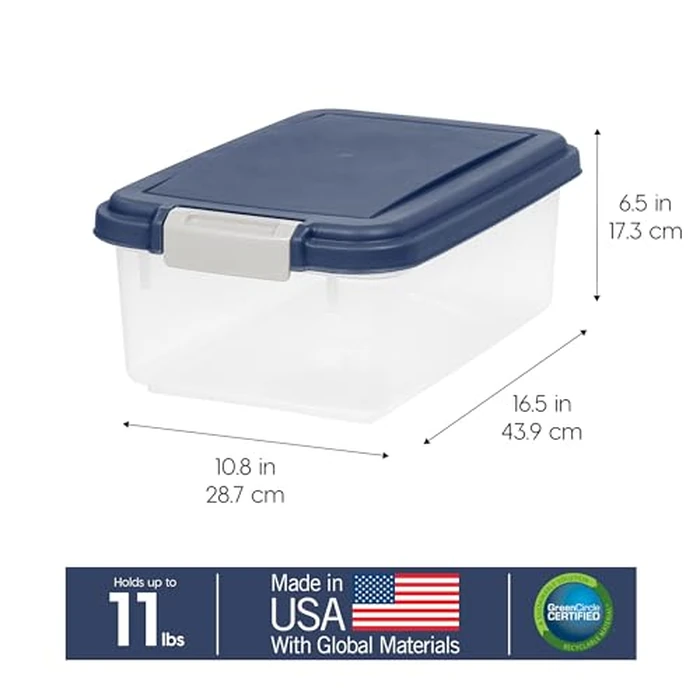 IRIS USA Airtight Dog Food Storage Container, Up to 11 lbs, Dog Cat Bird and Other Pet Food Treats Storage Bin, Dog Cat Wet Food Cans, Keep Fresh, BPA Free, Stackable, Navy by IRIS USA - Image 2