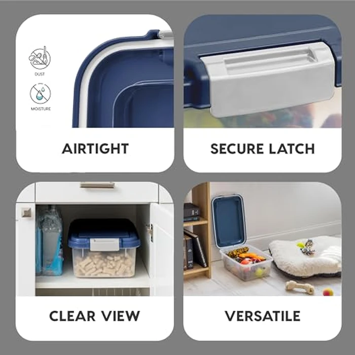 IRIS USA Airtight Dog Food Storage Container, Up to 11 lbs, Dog Cat Bird and Other Pet Food Treats Storage Bin, Dog Cat Wet Food Cans, Keep Fresh, BPA Free, Stackable, Navy by IRIS USA - Image 3