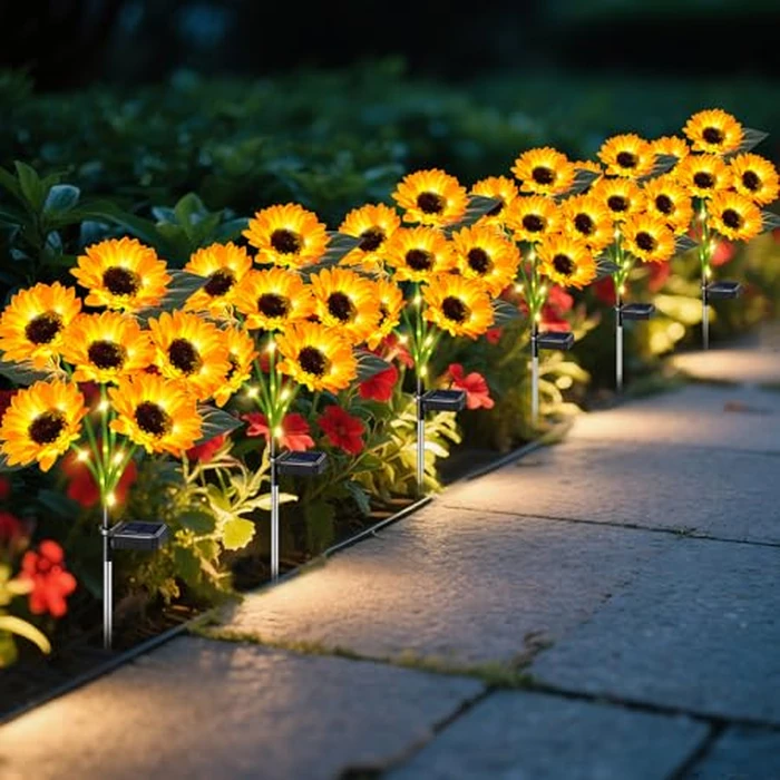 Sunflower Solar Lights Outdoor Decor, 6 Pack Solar Garden Decor 36 Waterproof Solar Sunflower Outdoor Lights for Garden Patio,Flower Bed, Pathway, Gift for Women, Mom, Grandma (6 Pack) by ostritec - Used - Very Good condition