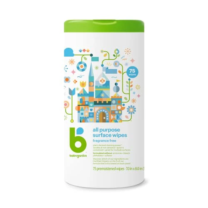 Babyganics Unscented & All-Purpose Wipes, Surface Cleaning Wipes to Cover Baby's Tracks and Prepare Their Next Adventure, Fragrance and Ammonia Free, 75 Wipes, Packaging May Vary by BabyGanics - Image 1