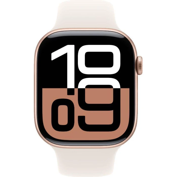 Apple Watch Series 10 (Cellular + GPS) - 64GB - 42mm - Rose Gold Aluminum Case with Starlight Rubber Sport Band - S/M Size by Apple - Refurbished - Premium condition