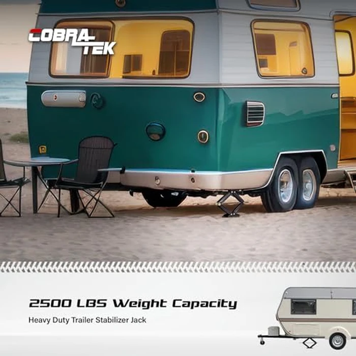 Cobra-Tek Universal RV Camper Travel Trailer Stabilizer Leveling Scissor Jack, Bolt-on or Weld-on, 2500 lbs Load Capacity, 24" inch Height, 5th Wheel, Stable Bow-Tie Base, j-2500, J2500, CBK-1124-PBK by Cobra-Tek - Image 2